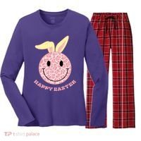 Happy Easter Cute Smile Face Pink Patterns Women's Long Sleeve Flannel Pajama Set  thumb 0