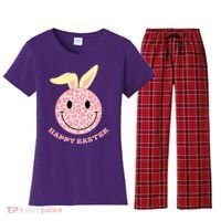 Happy Easter Cute Smile Face Pink Patterns Women's Flannel Pajama Set thumb 0