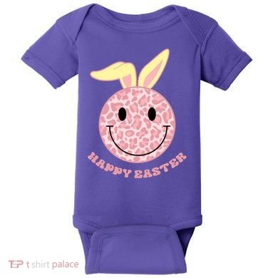 Happy Easter Cute Smile Face Pink Patterns Baby Bodysuit
