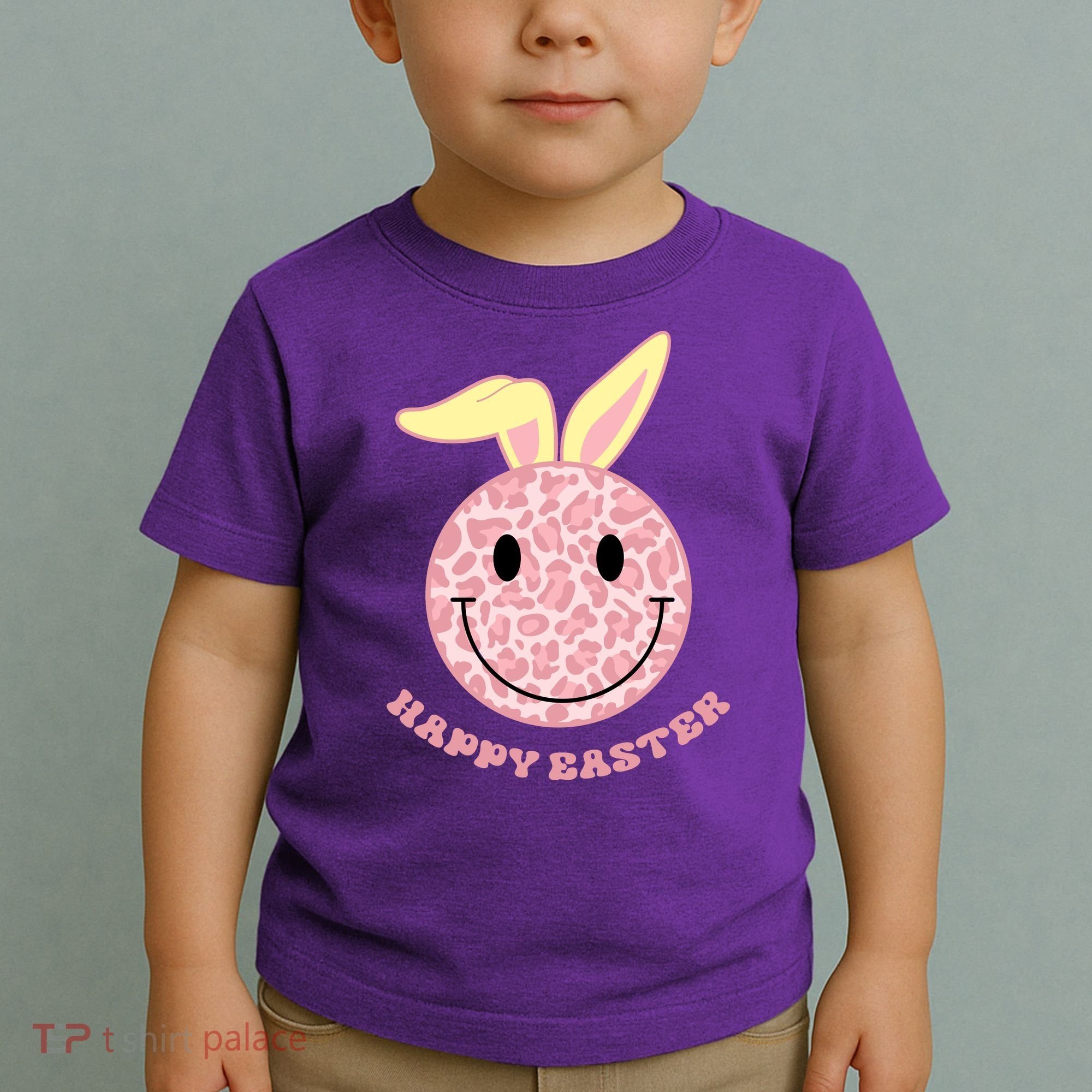Happy Easter Cute Smile Face Pink Patterns Toddler T-Shirt