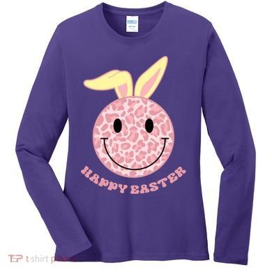 Happy Easter Cute Smile Face Pink Patterns Women's Long Sleeve Shirt