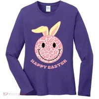 Happy Easter Cute Smile Face Pink Patterns Women's Long Sleeve Shirt thumb 0