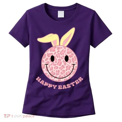Happy Easter Cute Smile Face Pink Patterns Women's T-Shirt