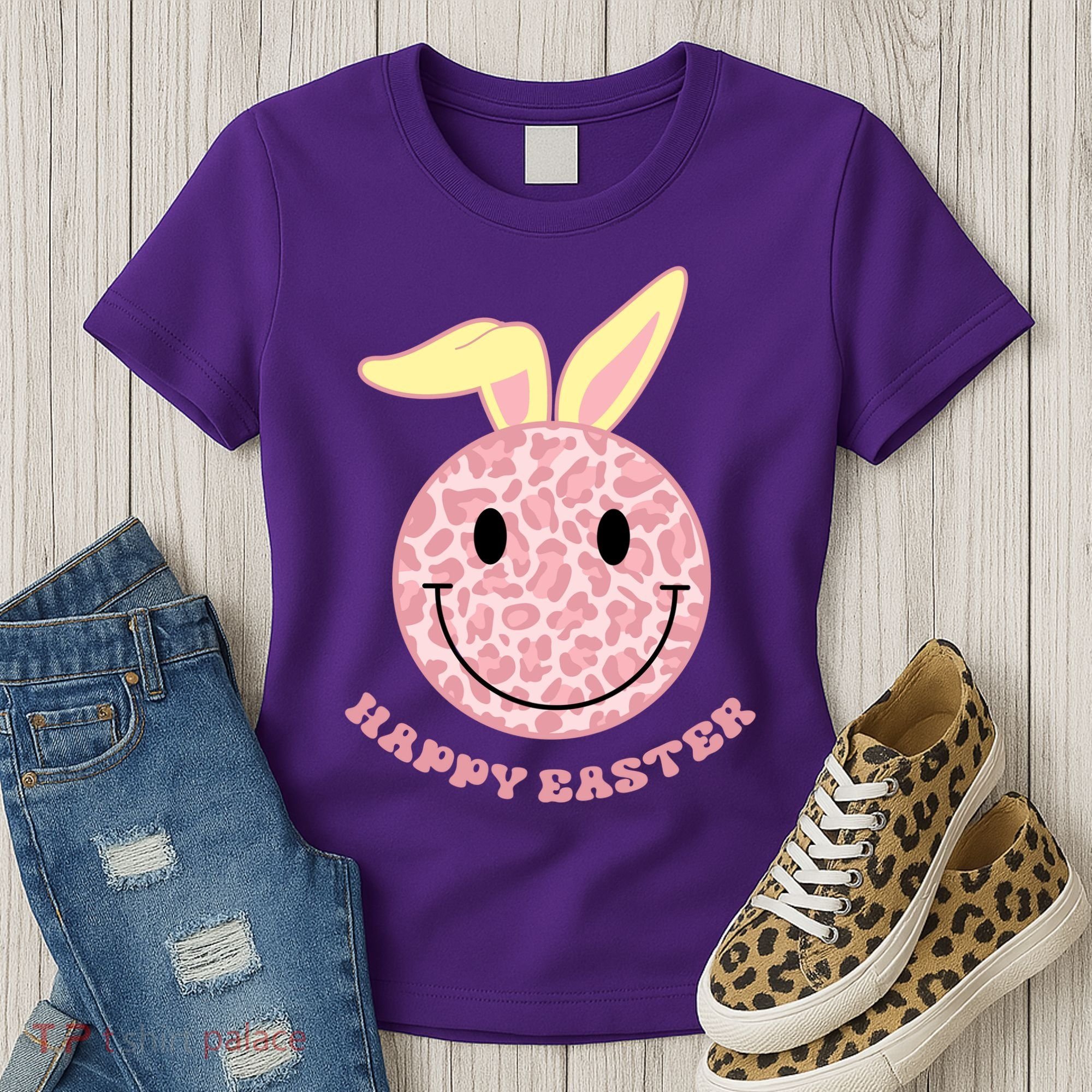 Happy Easter Cute Smile Face Pink Patterns Women's T-Shirt