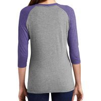 Happy Easter Cute Smile Face Pink Patterns Women's Tri-Blend 3/4-Sleeve Raglan Shirt thumb 3