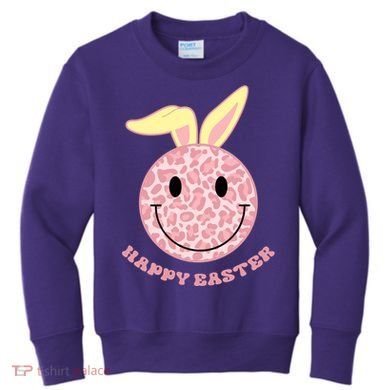 Happy Easter Cute Smile Face Pink Patterns Kids Sweatshirt