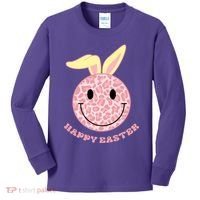 Happy Easter Cute Smile Face Pink Patterns Kids Long Sleeve Shirt thumb 0