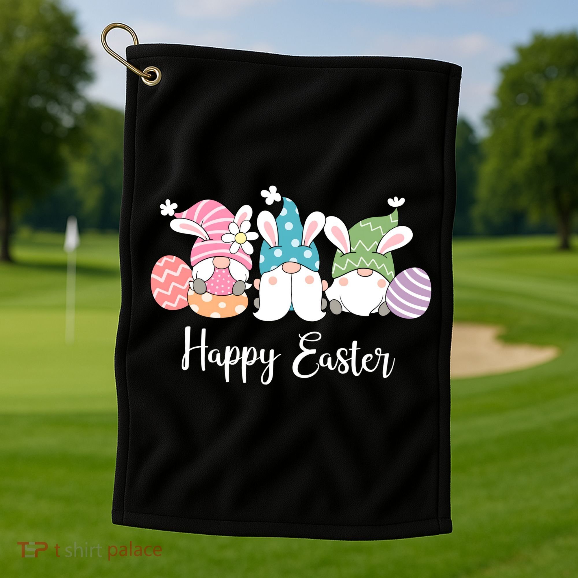 Happy Easter Cute Gnome Holiday Golf Towel