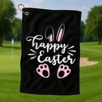 Happy Easter Cute Bunny Holiday Golf Towel thumb 1