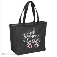Happy Easter Cute Bunny Holiday Tote Bag thumb 2