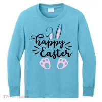 Happy Easter Cute Bunny Holiday Kids Long Sleeve Shirt thumb 0