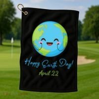 Happy Earth Day April 22 Cute Planet Golf Towel thumb 1