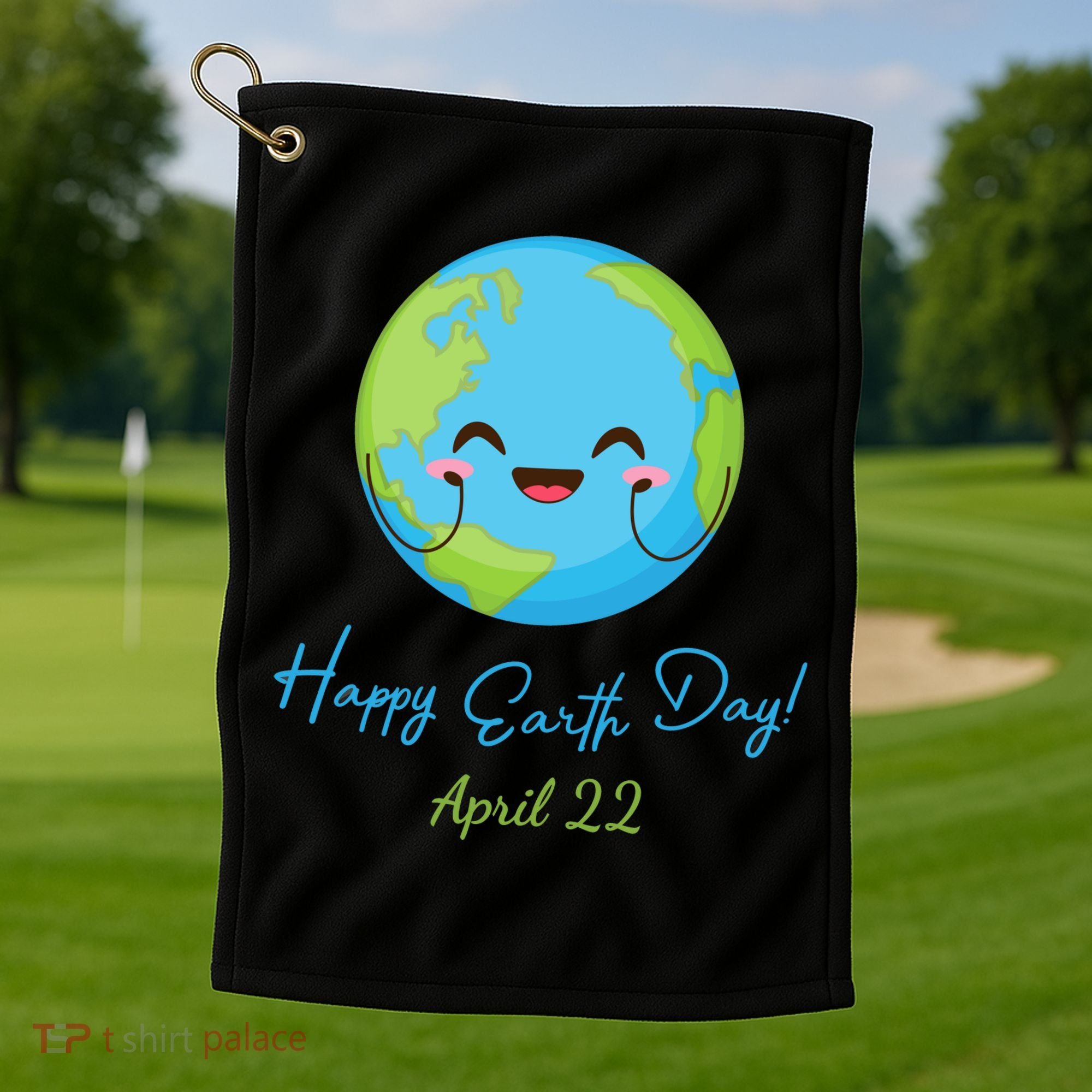 Happy Earth Day April 22 Cute Planet Golf Towel