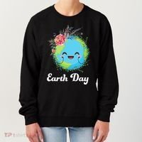 Happy Earth Day Cute Earth With Floral Wreath Women's Sweatshirt thumb 0
