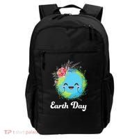 Happy Earth Day Cute Earth With Floral Wreath Backpack thumb 0