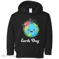 Happy Earth Day Cute Earth With Floral Wreath Toddler Hoodie thumb 0