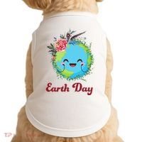 Happy Earth Day Cute Earth With Floral Wreath Doggie Tank thumb 0