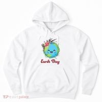 Happy Earth Day Cute Earth With Floral Wreath Hoodie thumb 0