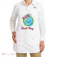 Happy Earth Day Cute Earth With Floral Wreath Apron thumb 2