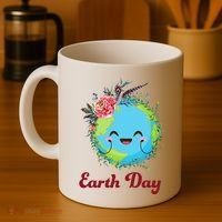 Happy Earth Day Cute Earth With Floral Wreath Coffee Mug thumb 4