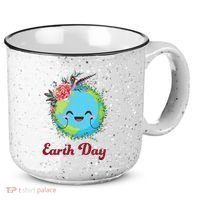 Happy Earth Day Cute Earth With Floral Wreath 15oz Campfire Ceramic Mug thumb 0