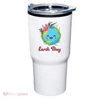 Happy Earth Day Cute Earth With Floral Wreath Tumbler thumb 0