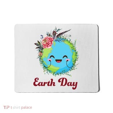 Happy Earth Day Cute Earth With Floral Wreath Mousepad