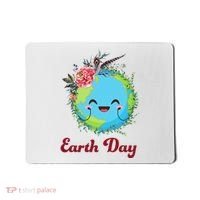 Happy Earth Day Cute Earth With Floral Wreath Mousepad thumb 0
