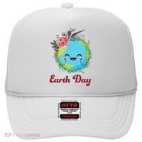 Happy Earth Day Cute Earth With Floral Wreath Hat thumb 0