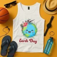 Happy Earth Day Cute Earth With Floral Wreath Tank Top thumb 4