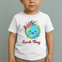 Happy Earth Day Cute Earth With Floral Wreath Toddler T-Shirt thumb 2