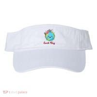 Happy Earth Day Cute Earth With Floral Wreath Visor thumb 0