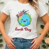 Happy Earth Day Cute Earth With Floral Wreath Women's T-Shirt thumb 2