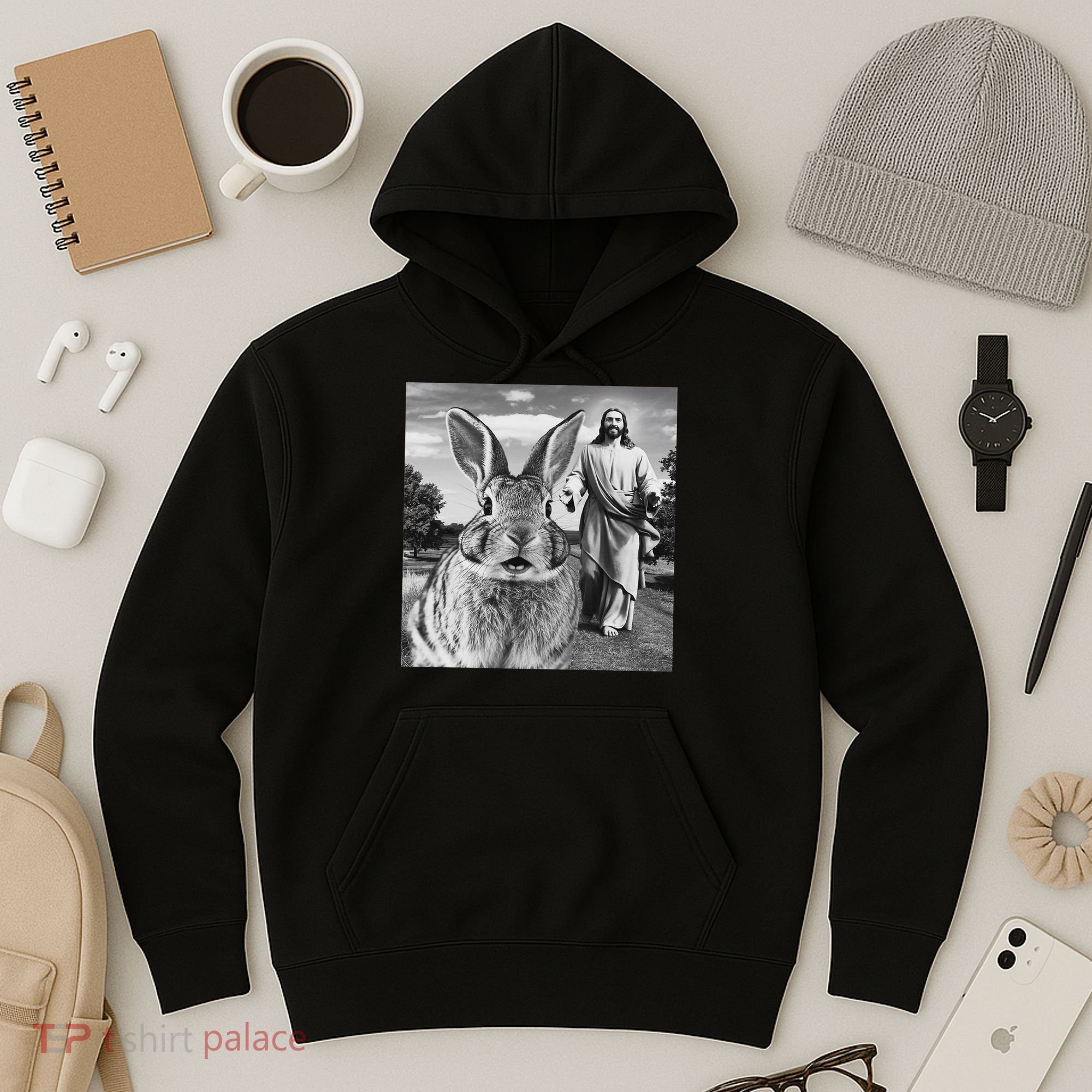 Happy Easter Day Bunny Selfie Christian Easter Women Hoodie