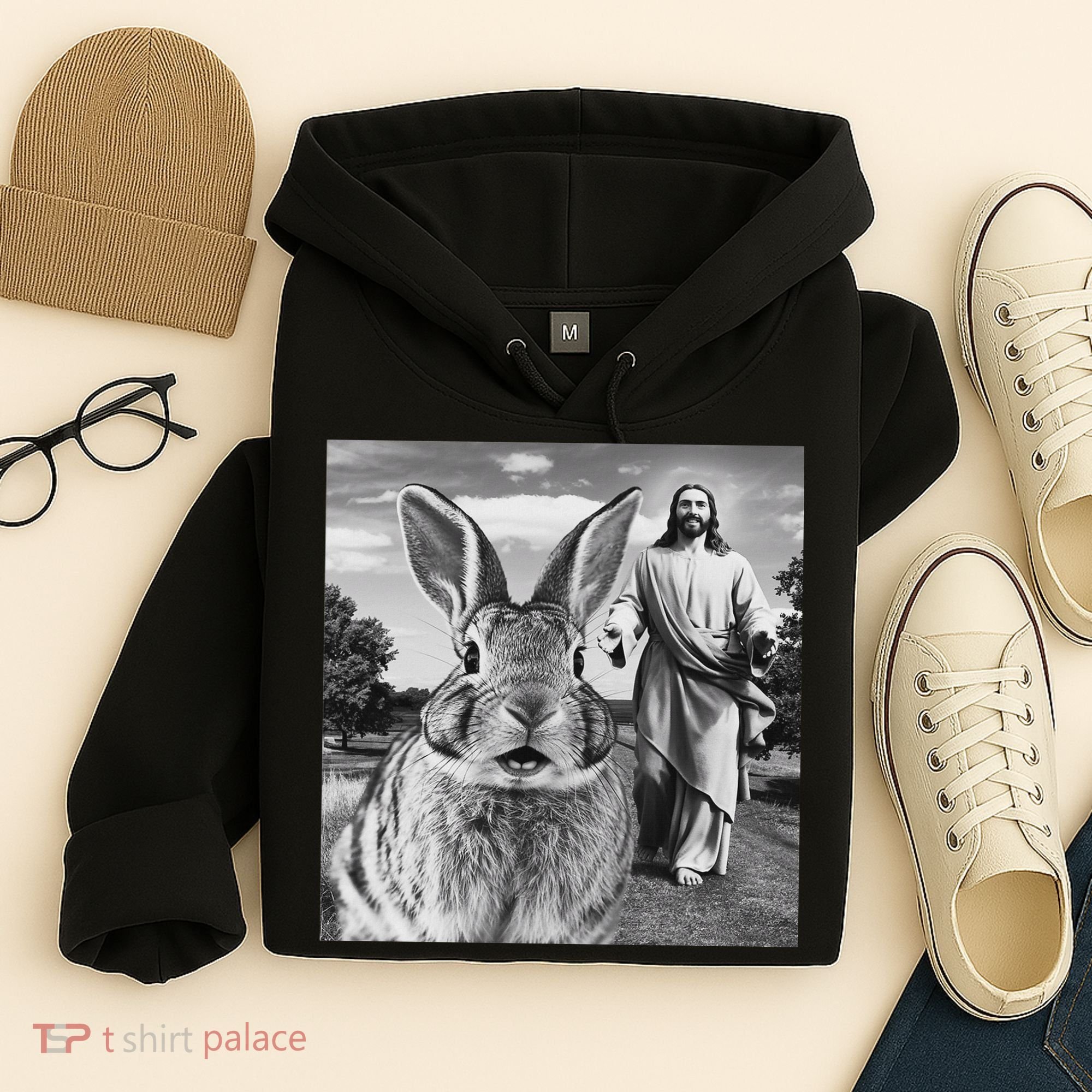 Happy Easter Day Bunny Selfie Christian Easter Women Hoodie