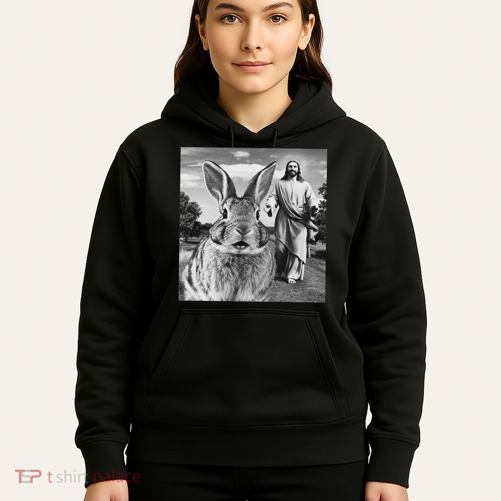 Happy Easter Day Bunny Selfie Christian Easter Women Hoodie
