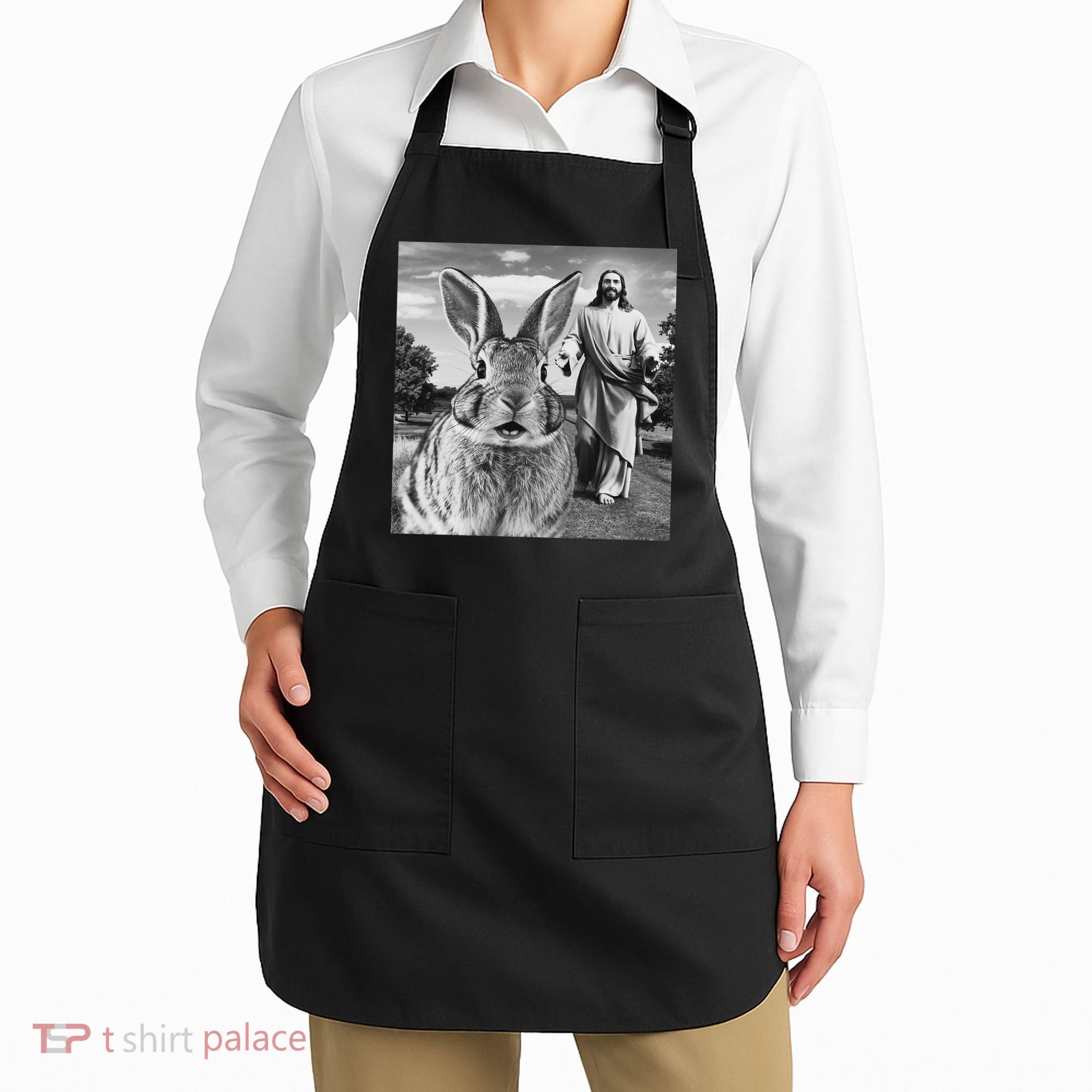 Happy Easter Day Bunny Selfie Christian Easter Women Apron