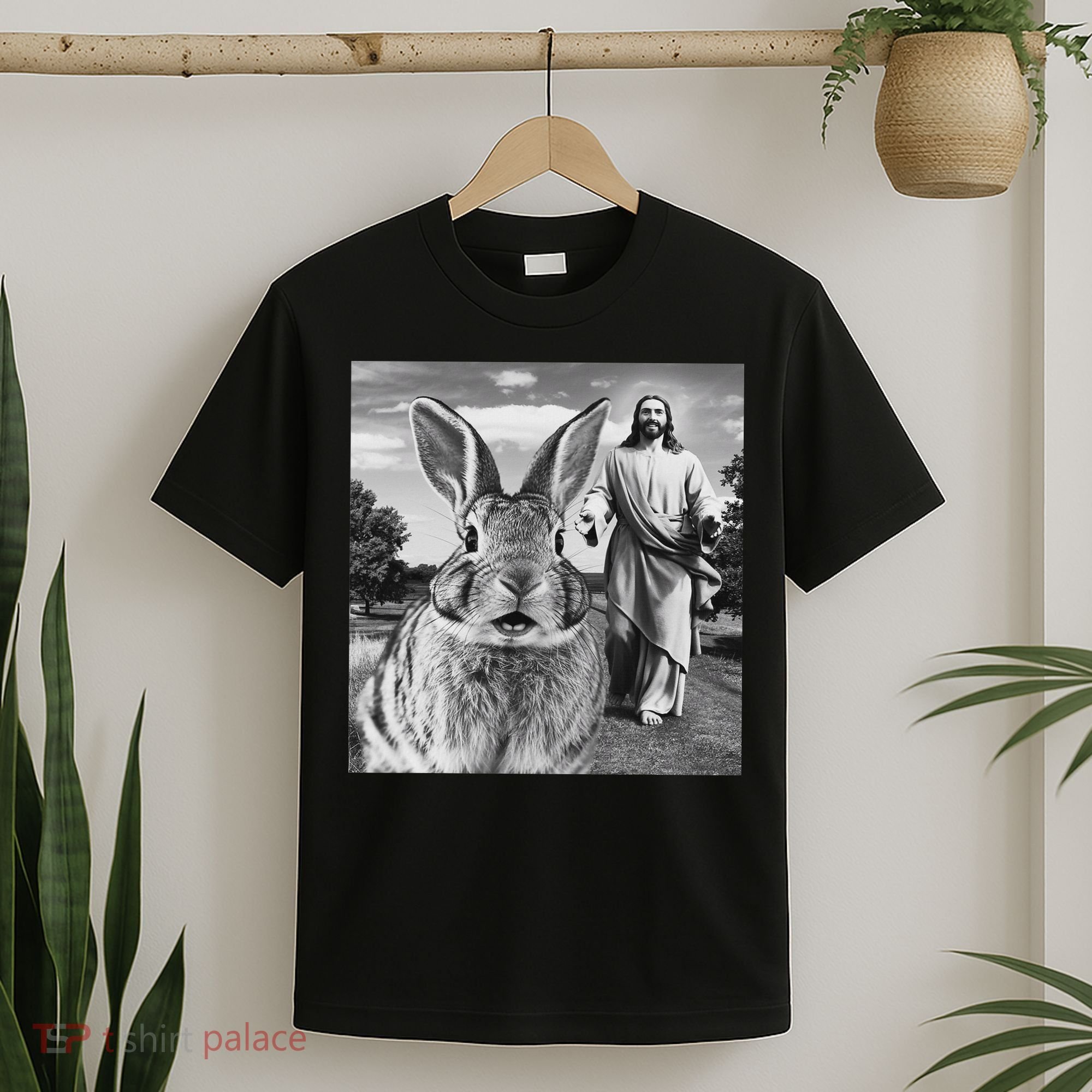 Happy Easter Day Bunny Selfie Christian Easter Women T-Shirt