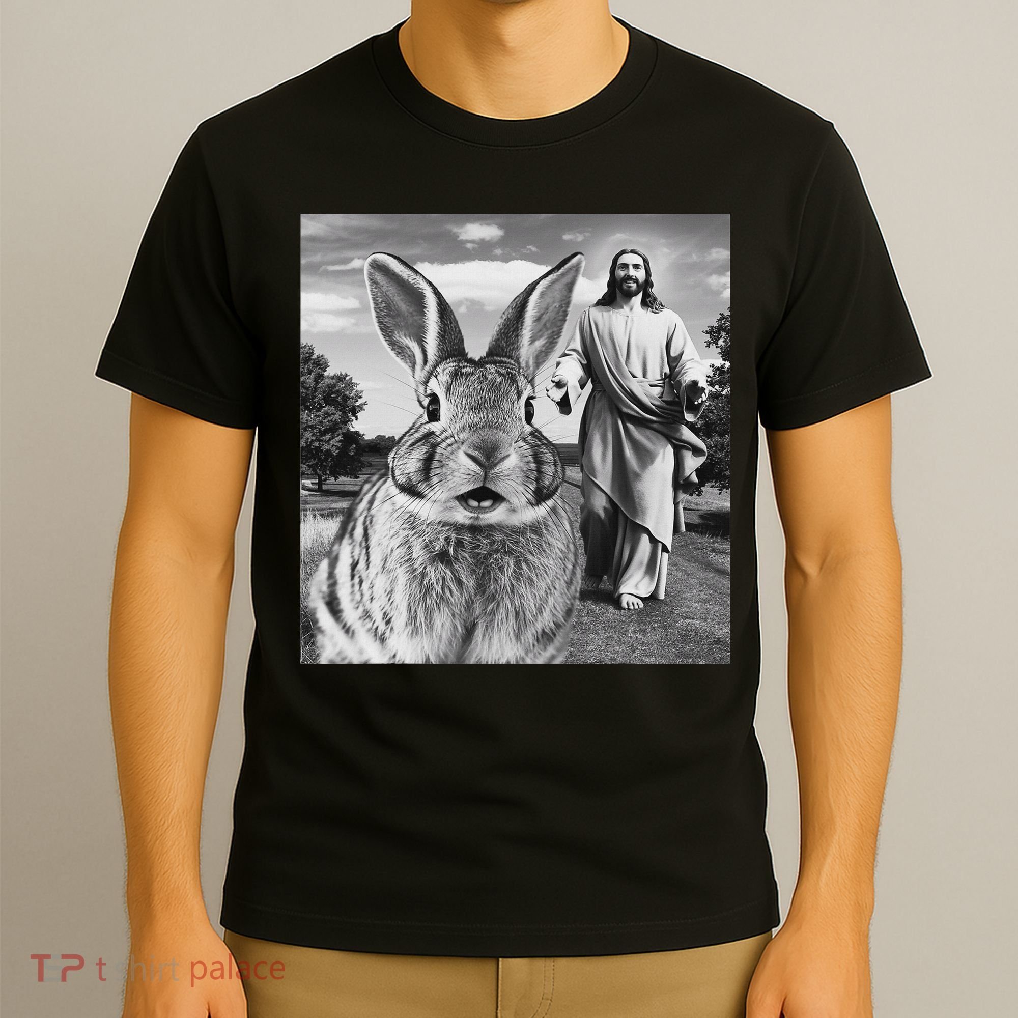 Happy Easter Day Bunny Selfie Christian Easter Women T-Shirt