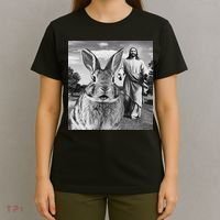 Happy Easter Day Bunny Selfie Christian Easter Women T-Shirt thumb 4