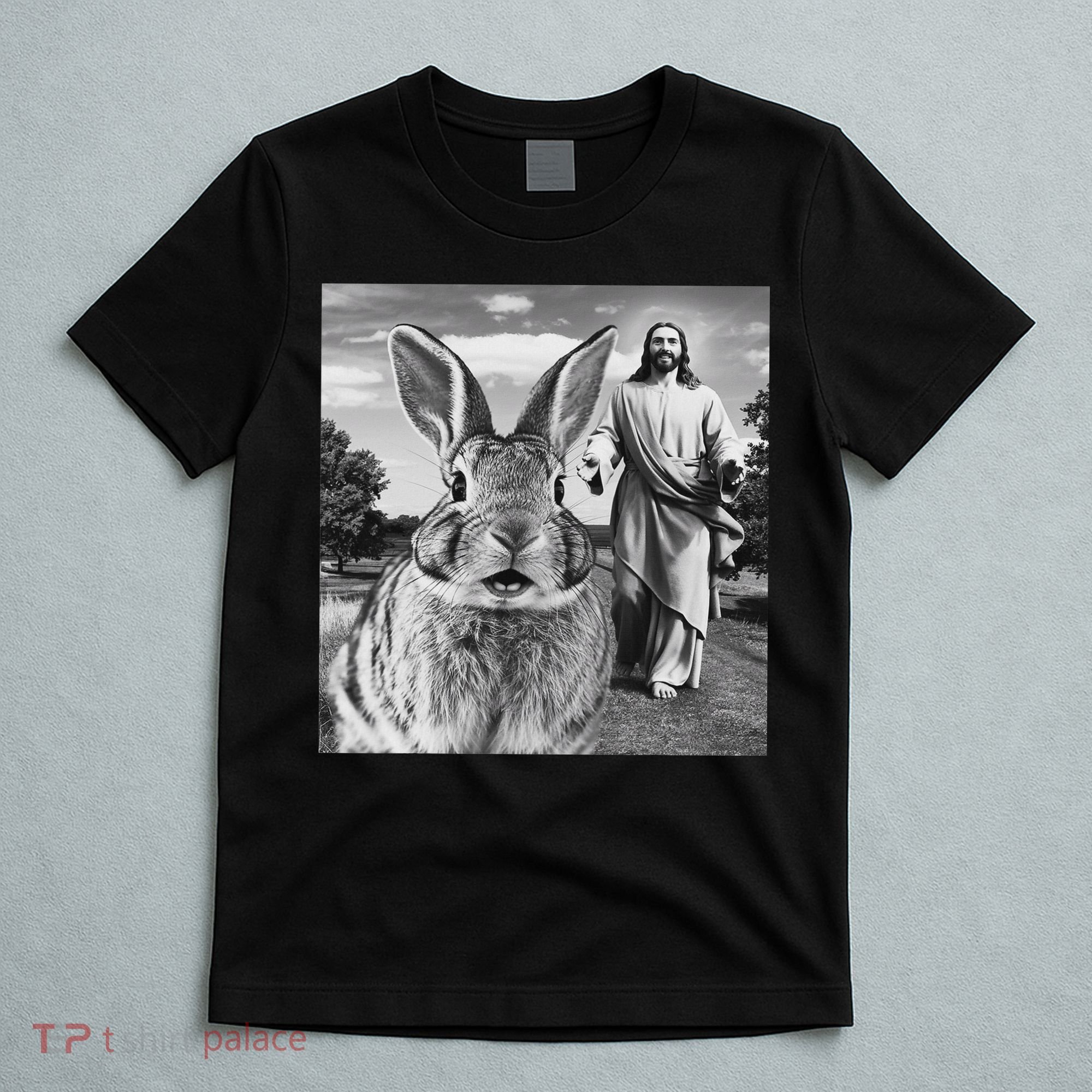 Happy Easter Day Bunny Selfie Christian Easter Women T-Shirt