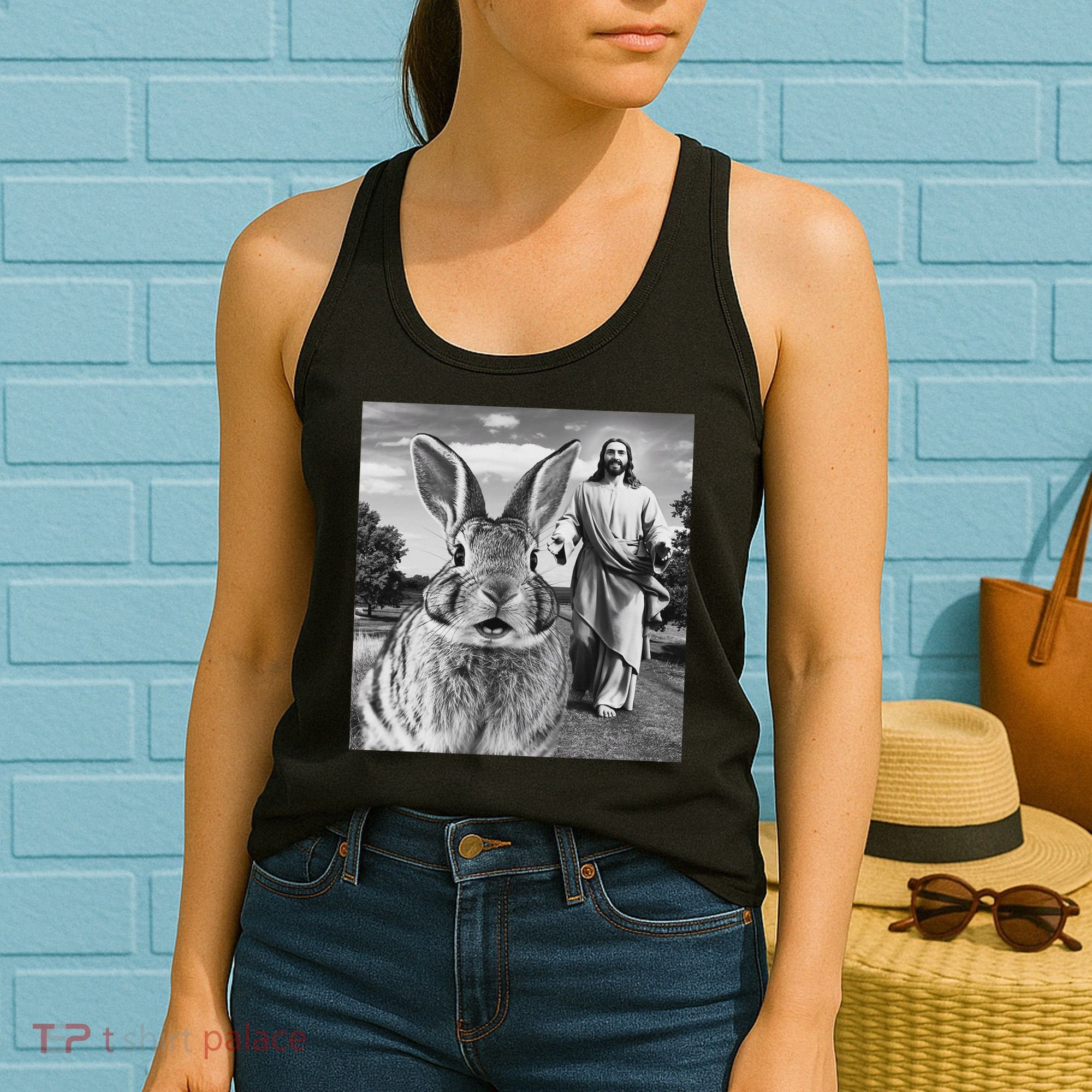 Happy Easter Day Bunny Selfie Christian Easter Women Women's Tank Top