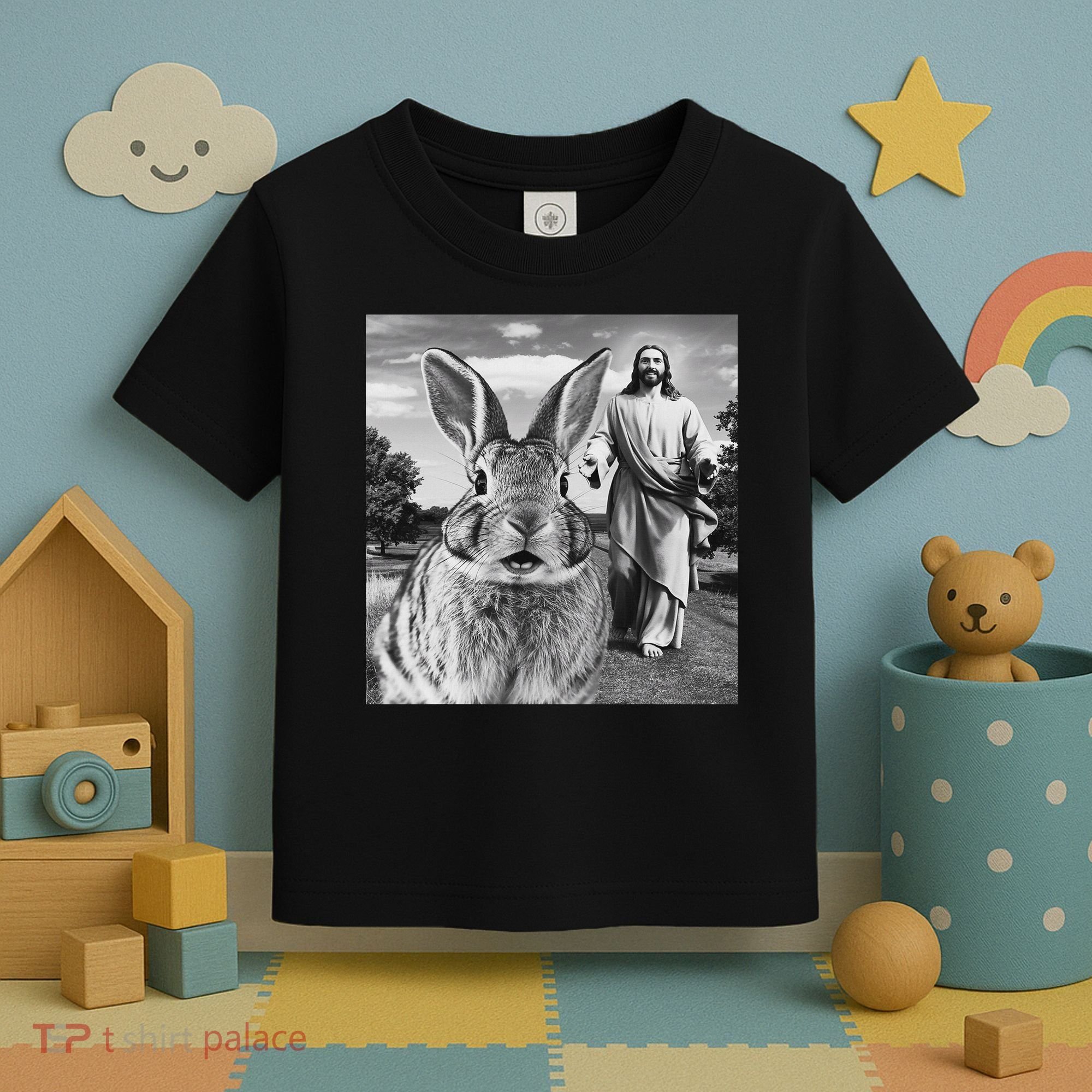 Happy Easter Day Bunny Selfie Christian Easter Women Toddler T-Shirt