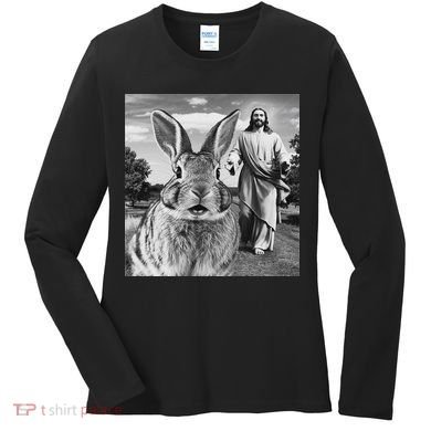 Happy Easter Day Bunny Selfie Christian Easter Women Women's Long Sleeve Shirt