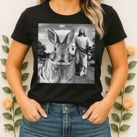 Happy Easter Day Bunny Selfie Christian Easter Women Women's T-Shirt thumb 2