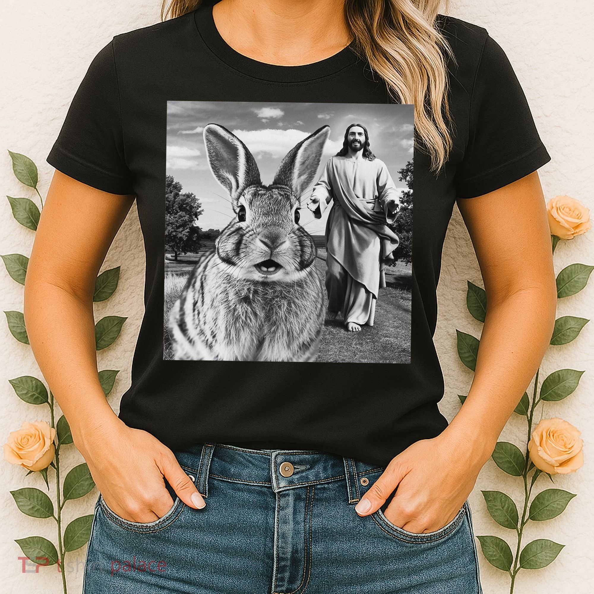 Happy Easter Day Bunny Selfie Christian Easter Women Women's T-Shirt