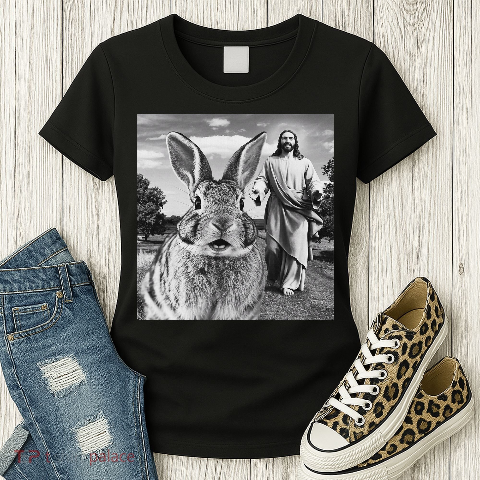 Happy Easter Day Bunny Selfie Christian Easter Women Women's T-Shirt