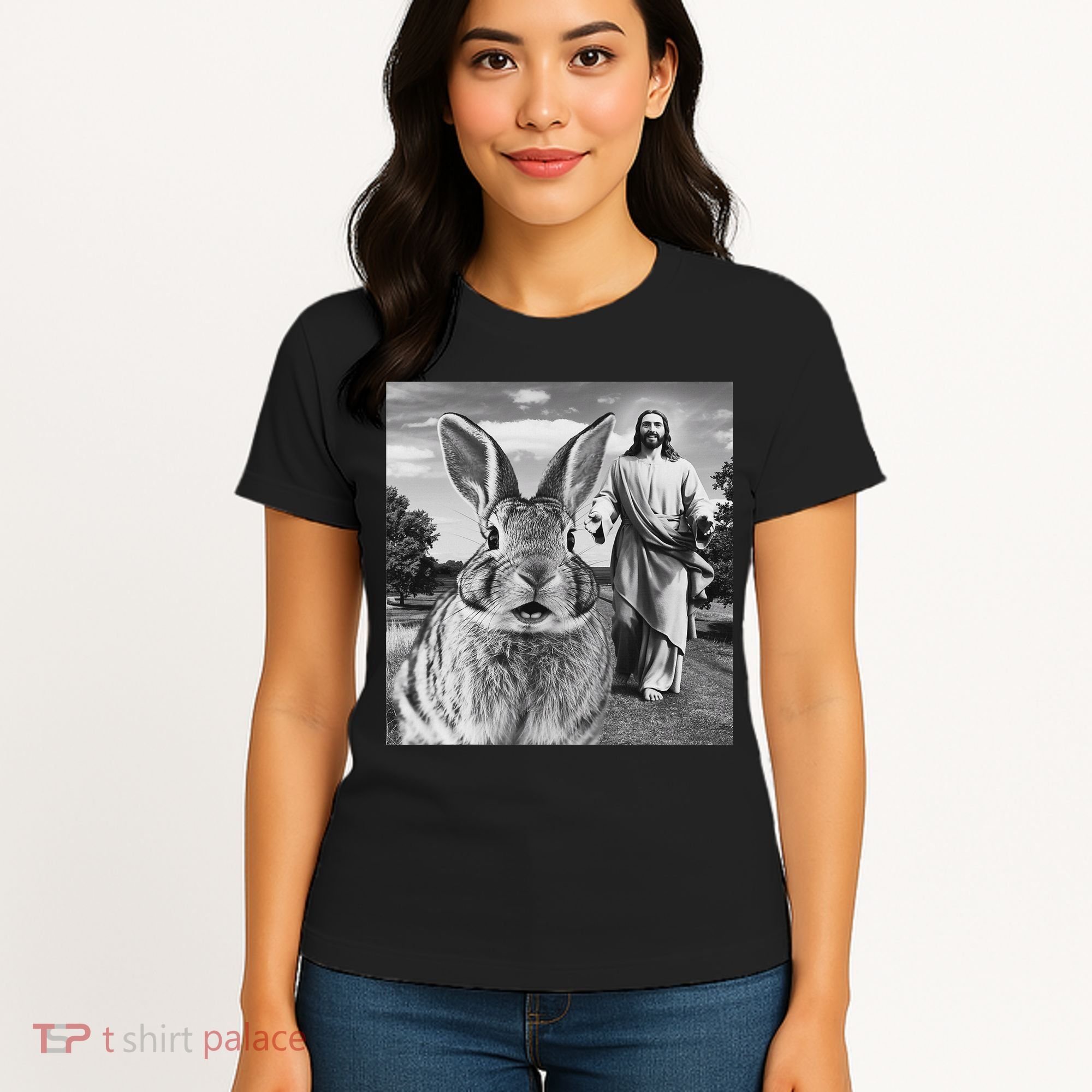 Happy Easter Day Bunny Selfie Christian Easter Women Women's T-Shirt