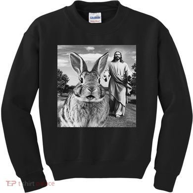Happy Easter Day Bunny Selfie Christian Easter Women Kids Sweatshirt