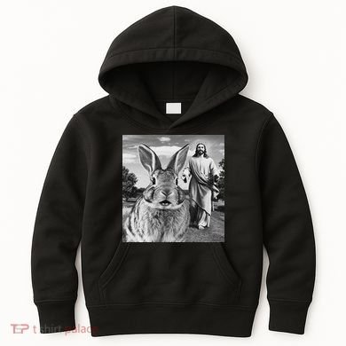 Happy Easter Day Bunny Selfie Christian Easter Women Kids Hoodie